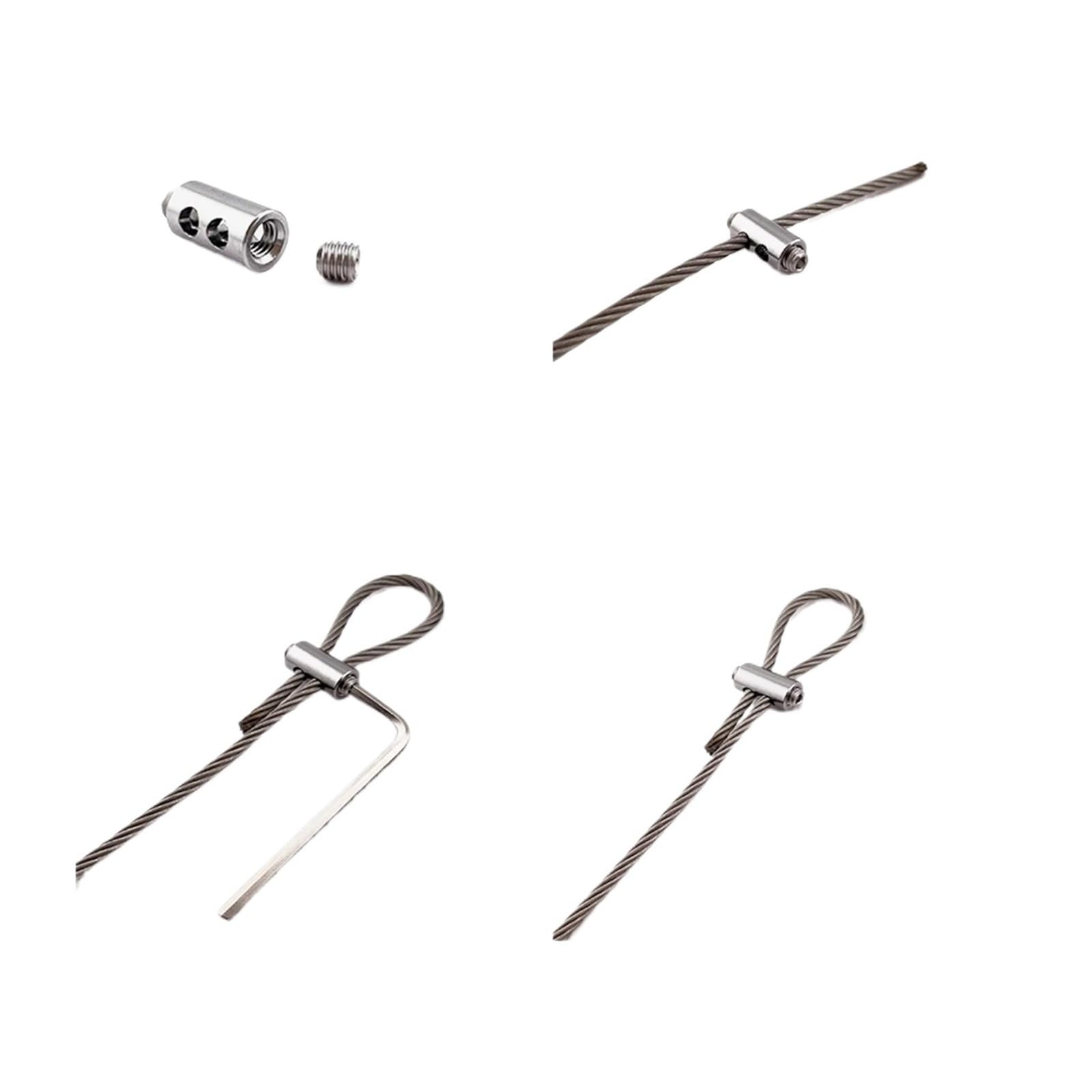Abrazaderas de Cable de acero de 1-3mm, Clip de Cable de suspensión de doble orificio, ajuste de tornillo, cerraduras telescópicas, accesorios de sujeción, 10 Uds.(G-100pcs)