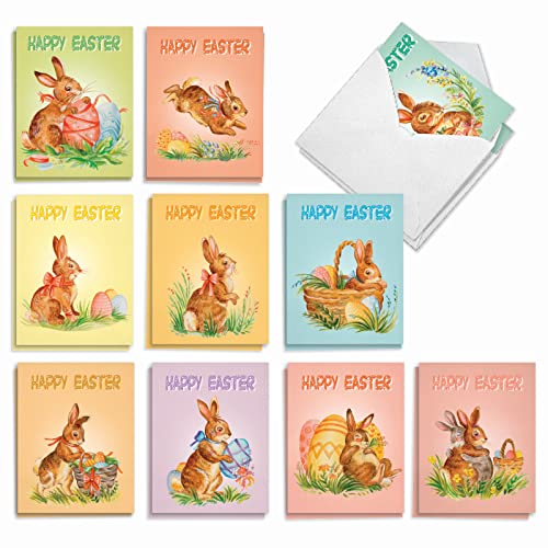 Cartes de Pâques aquarelle lapins au fini artistique et papier cartonné premium