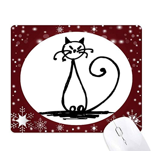 Tapis de souris chat assis en hiver : le cadeau idéal pour collègue fan de chats