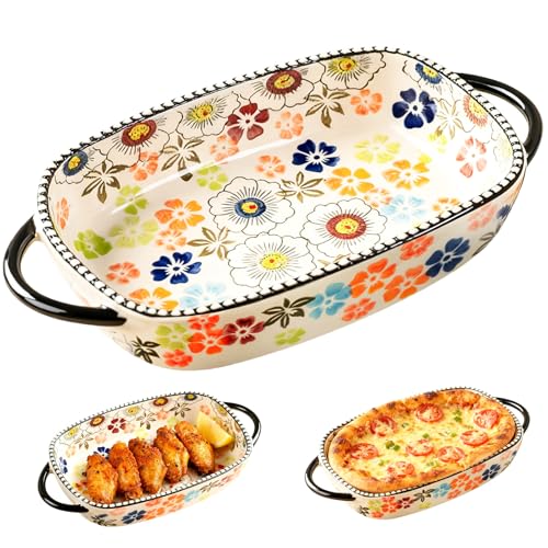 Fuente de cerámica GBKDQQ 600 ml: molde rectangular resistente al horno 23,8 x 13,2 x 5,2 cm, con asas, apta para horno, microondas y lavavajillas