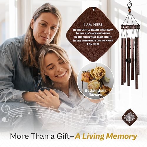 Image of Memorial Wind Chimes I Tree of Life Wind Chime I Windchimes in Memory of a Loved One I Bereavement Gift for Loss of Father, Mother, Wife, Husband I Condolence Remembrance Gift I 29 inch Bronze