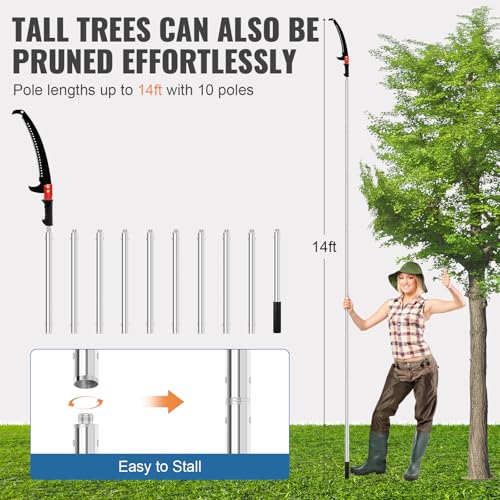 Image of Pole Saws for Tree Trimming, Lightweight Manual Stainless Steel Extension High Pole Pruning Pole Saw for Tree Trimming Branches at Forestry Yard Garden Patio