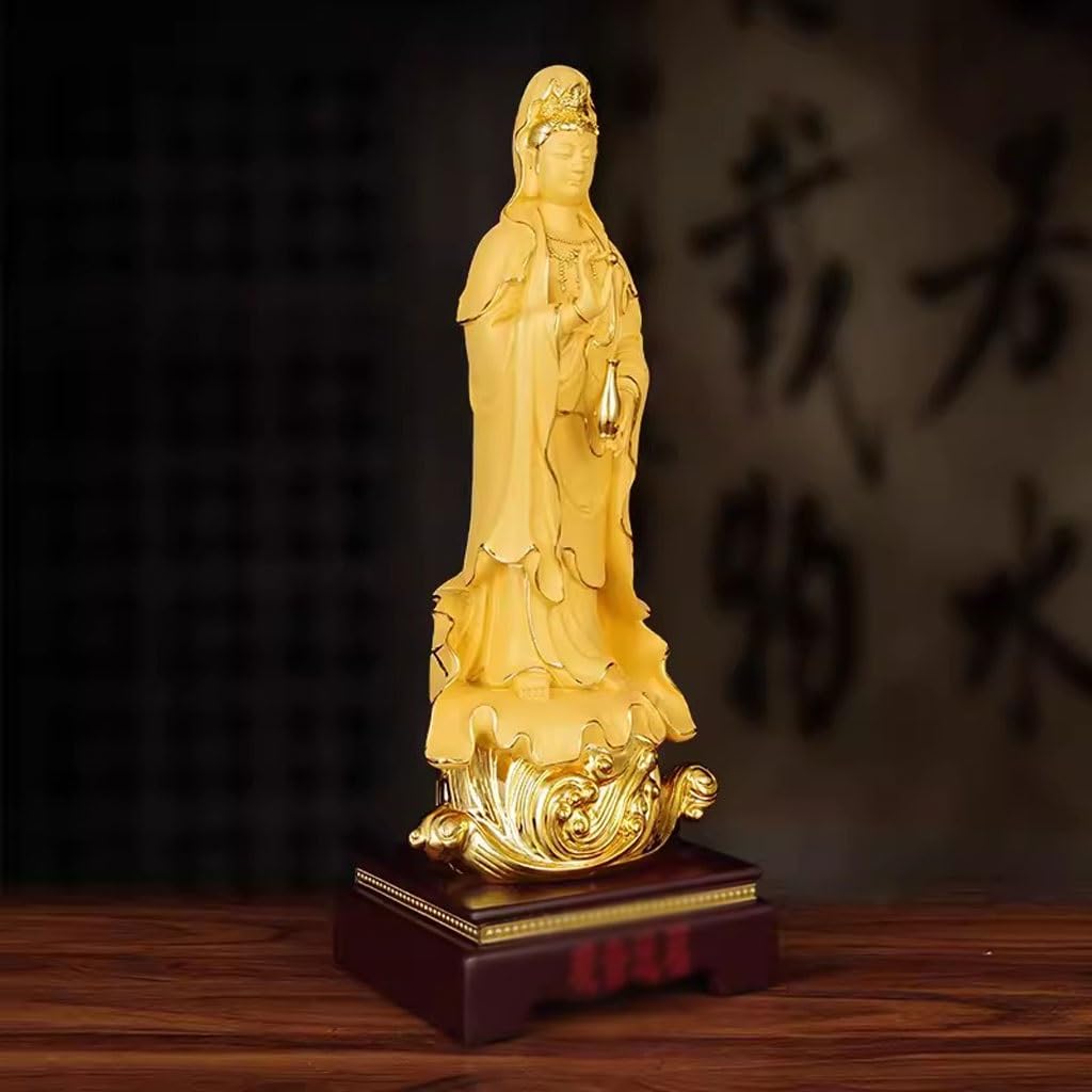 Posąg Buddy do wewnątrz gospodarstwa domowego zakotwiczony złoty Budda Rzemiosło dekoracyjne biuro przedpokój wejście Zen Guanyin Bodhisattwa Statua Buddy Ozdoby Medytująca Statua Buddy Figurka Rzeźba
