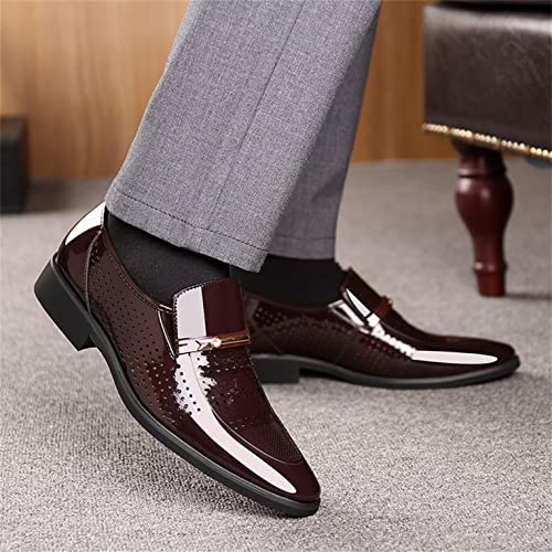 Hbeylia Mens Leather Dress Shoes Oxford Classic Fashion Metal Strip Hollow Out Breathable Summer Autumn Formal Pu Tuxedo Oxford Wingtip Modern Derby Oxford For Men Business Office Work Wedding Party2