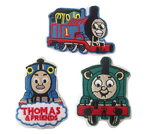 3pcs Set of Thomas The Train Tank Engine Embroidered Iron On/Sew On Patch