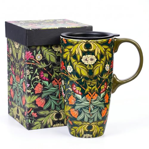 Mug de cerámica con tapa 17 oz color verde miniatura 1