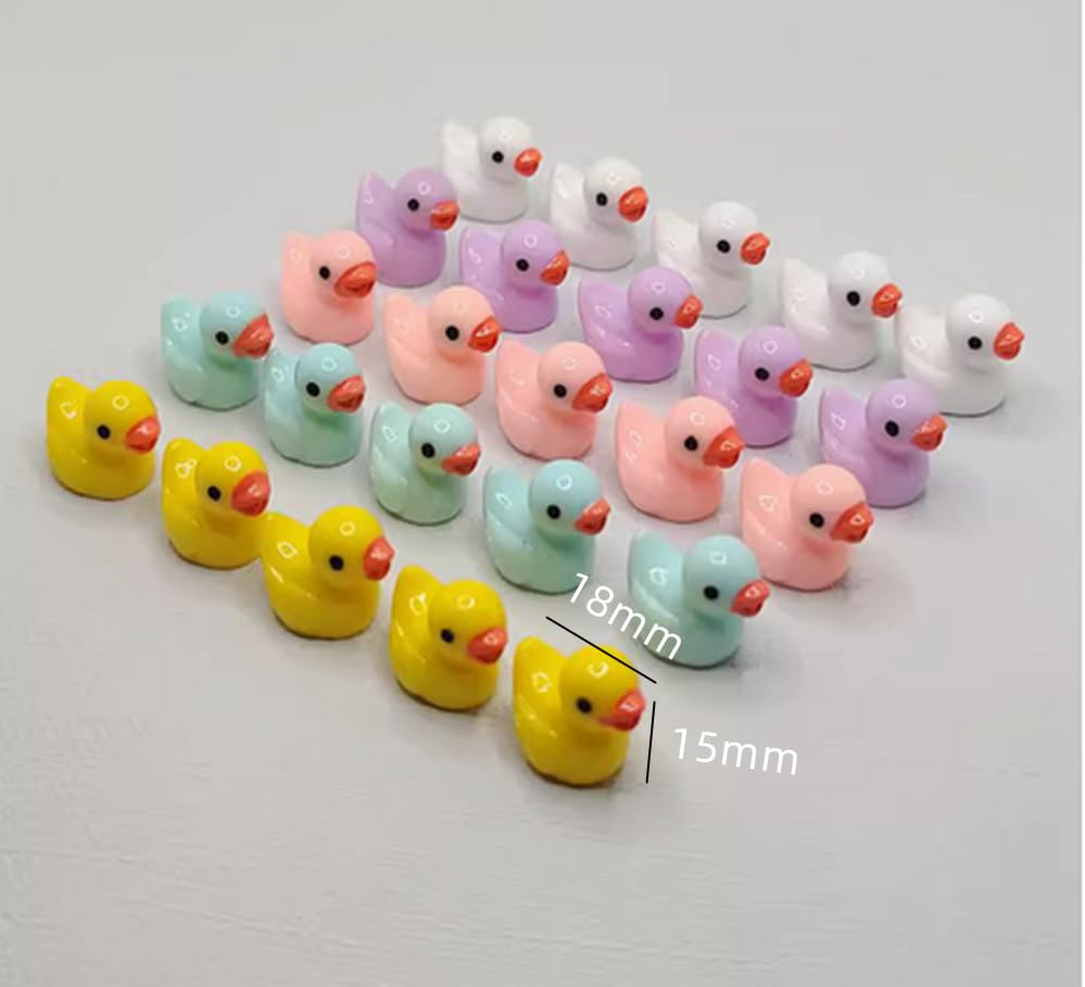 100pcs Mini Resin Duck,15 mm Dollhouse Décor for Aquarium Decor Micro Fairy Garden Landscape Hide,Seek Party Toys,Easter Basket Stuffer - Image 3