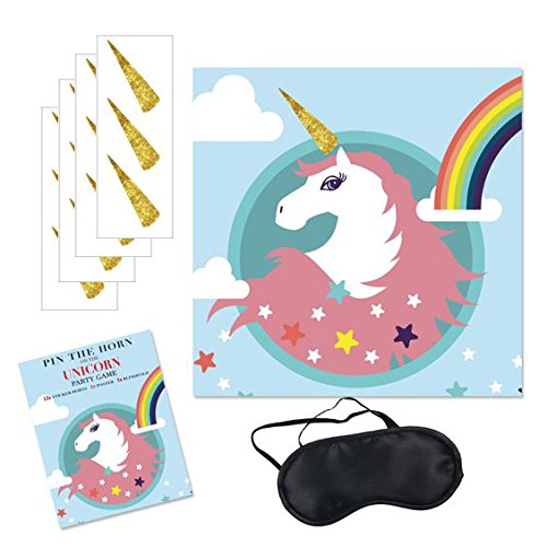 Pin the Horn on the Unicorn Game Birthday Party Favor Games Unicorn Party Supplies Unicorn Gifts for Girls With Eye Mask