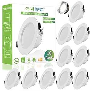 Gr4tec Lot de 10 Spot LED Encastrable Extra Plat, IP44 LED Spot Salle de Bain, 5W 310LM Blanc Neutre 4000K, Ultra-mince 35MM, Spot Led Extra Plat, Spot LED Intégrée AC85-265V Pour Cuisine Chambre