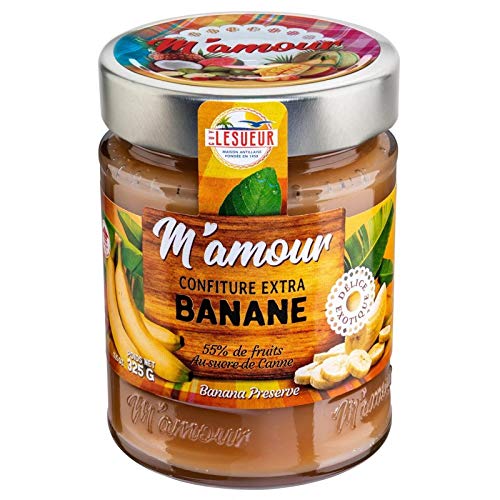 M'AMOUR - Confiture Banane Pot Verre 325G - Lot De 3