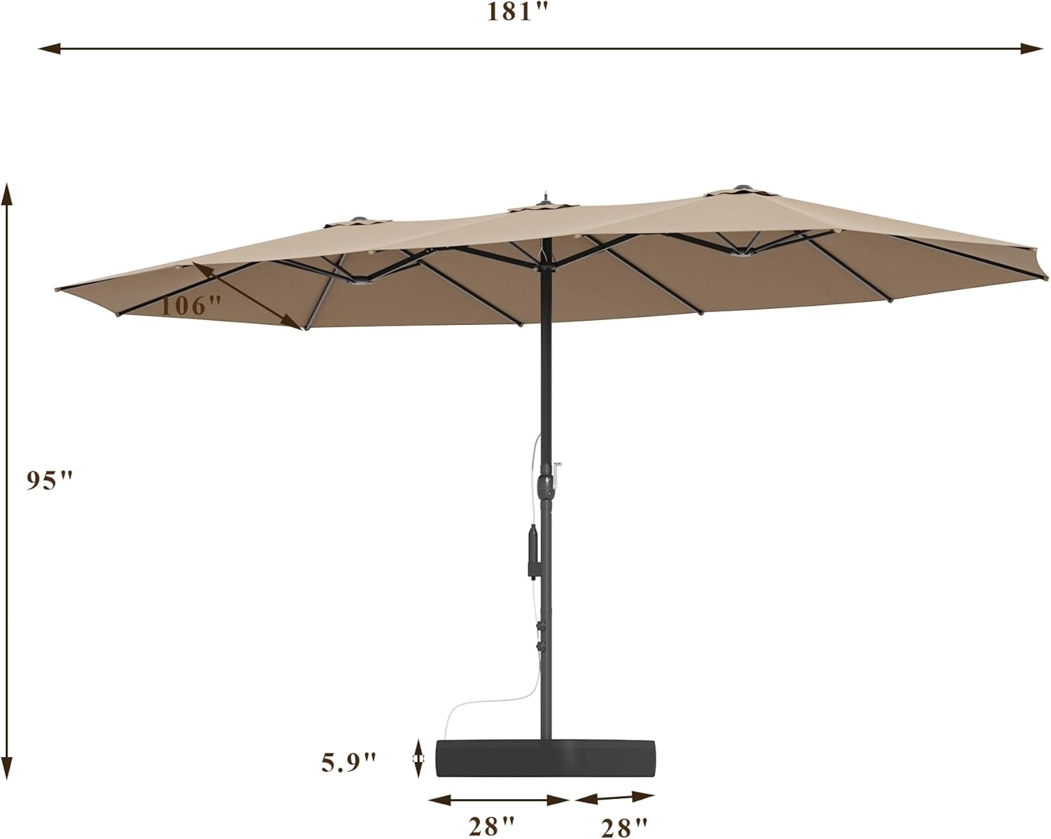 15 FT Patented Misting Patio Umbrella with Base, Outdoor Umbrella with Built-in Rechargeable Mist System