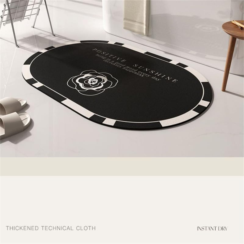 Tapis Souple de Terre de Diatomée Ovale Tapis de Sol Simple Anti-Moisissure Anti-Dérapant Séchage Rapide Salle de Bains Terre de Diatomée Tapis de Sol Doux Absorbant