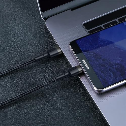 Cabo de 2 metros de Nylon BASEUS Turbo tipo C P/tipo C 60wats 3amp Cor Preto (2M - USB-C P/USB-C)