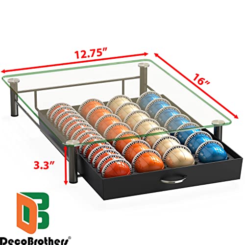 Image of Deco Brothers Tempered Glass Vertuo Pod Holder, Fits 28 Large /56 Small Pods | Compatible with Nespresso Capsule, Black