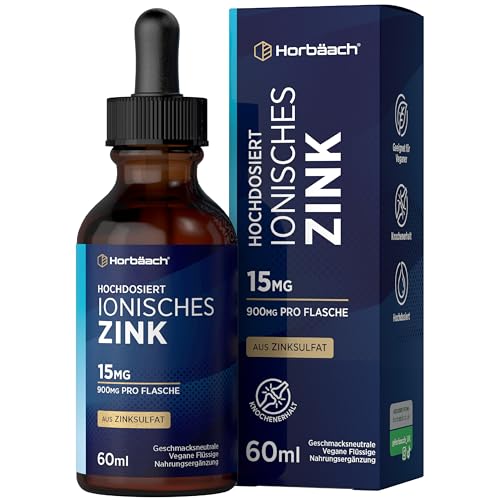 Zink Tropfen | 15mg Premium Ionisches Zink-Sulfat pro Tagesdosis | Premium Ionic Zinc | Vegane | 60ml | von Horbaach