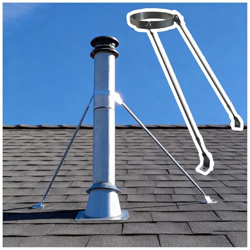 Damabencai Soporte para Chimenea, Soporte Universal de Pared extendido para Tubo de Estufa de leña, Kit de Refuerzo de Techo de Acero Macizo Resistente a la Intemperie (197 mm (19,7 cm) de diámetro)