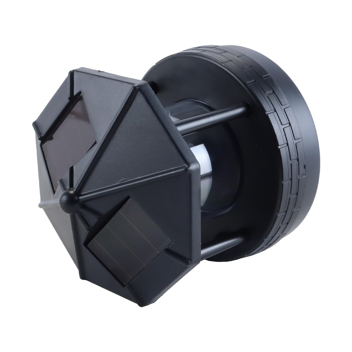 Faro solar giratorio, lámpara impermeable para exteriores, ideal para jardines y césped (negro)