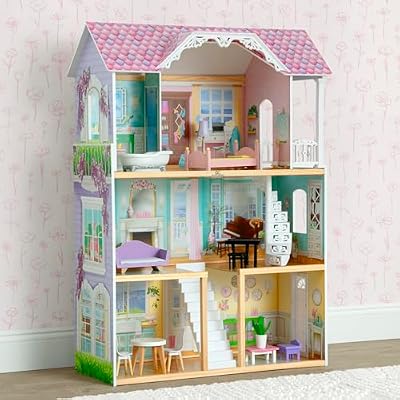 Delta Children MySize Dollhouse - Large 3-Story Dollhouse with 7 Rooms Includes 12 Accessories - Fits 12-inch Dolls - Pretend Play Dream Gift for Ages 3+