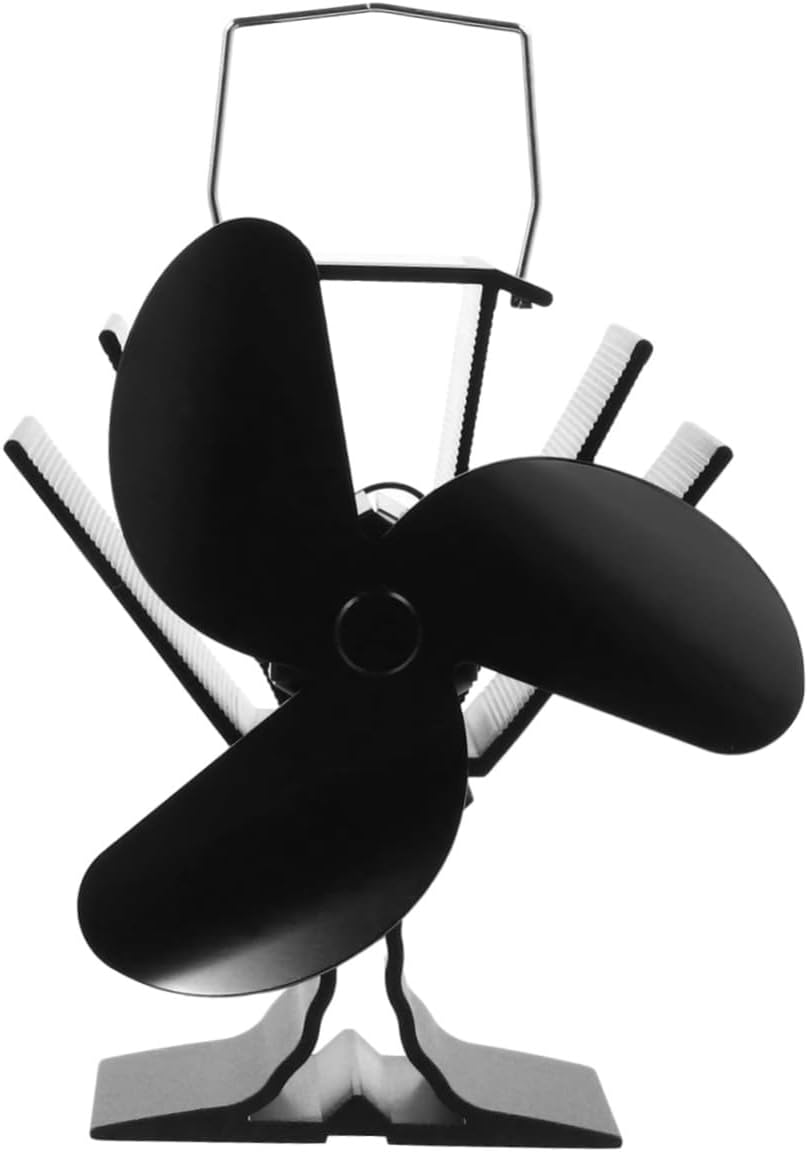 GARVALON Heat Powered Stove Fan 3-blade Fireplace Fan 4 Vane for Home Heating Efficiency