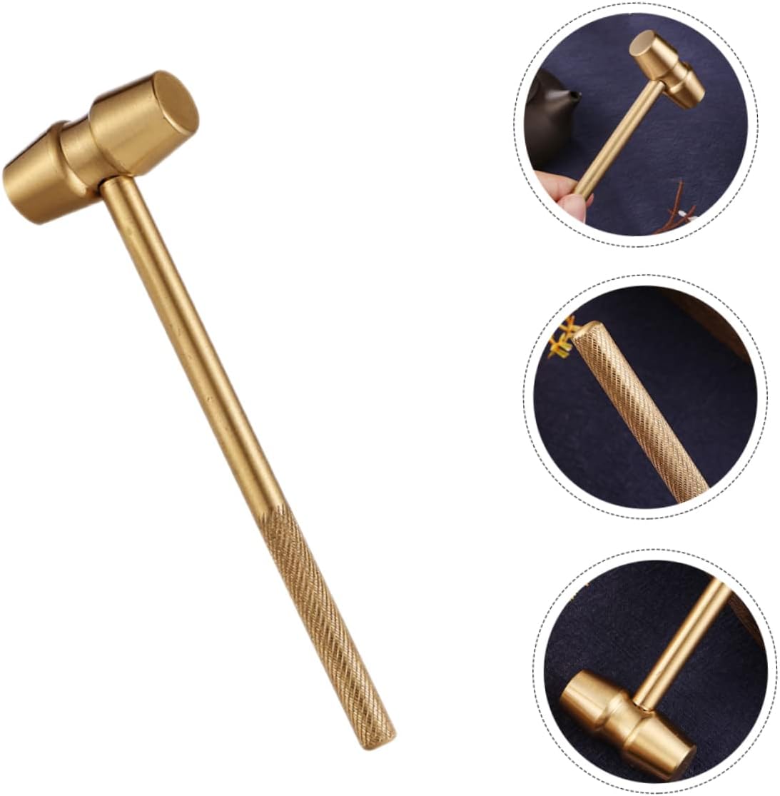 TEHAUX 2pcs Brass Hammer Tabletop Ornament Retro Decorative Hammer Figurine for Home Office Car Compact Adornment Flat Bottom Design