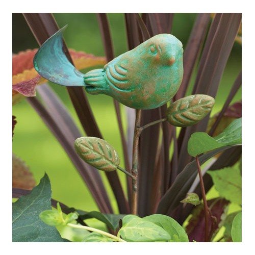 Ancient Graffiti Ceramic Teal Bird Plant Pick, 14"H #TOP1
