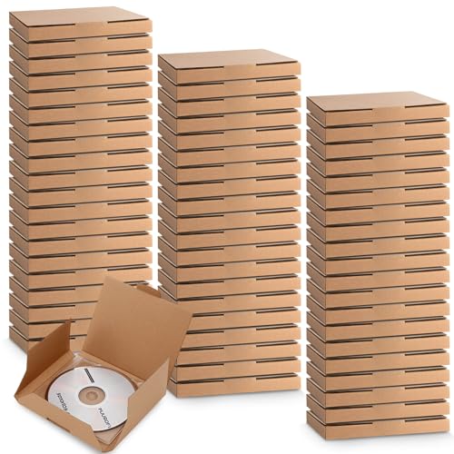 Image of Fuyoooo 50 Pcs 5 5 /8 inchl x 5 inchw x 7 /16 inchh Cd Mailer Box Cd Shipping Boxes Corrugated Mailing Bags for Moving, Shipping, Storage, or Small Business Packaging (Brown)