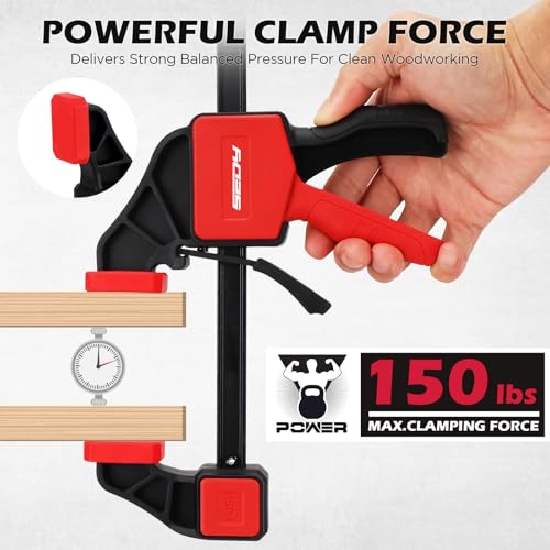 Image of 4-Piece 12 Inch Bar Clamps for Woodworking with 2-Piece Clamp Connector, 12 inch Quick-Release Wood Clamps with 150 LBS Load Limit, Trigger Clamp Set, One-Handed Clamps /Spreader for Woodworking(6 Pack)