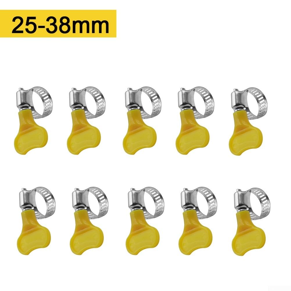 15 Stück Edelstahl-Schlauchschellen 25–38 Mm – Mit Gelbem Kunststoffgriff, Rostfrei