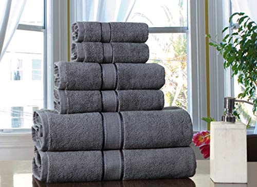 Excel Hometex 100% Luxurious Cotton 600 GSM 6PC Bath Towel Set (Grey)