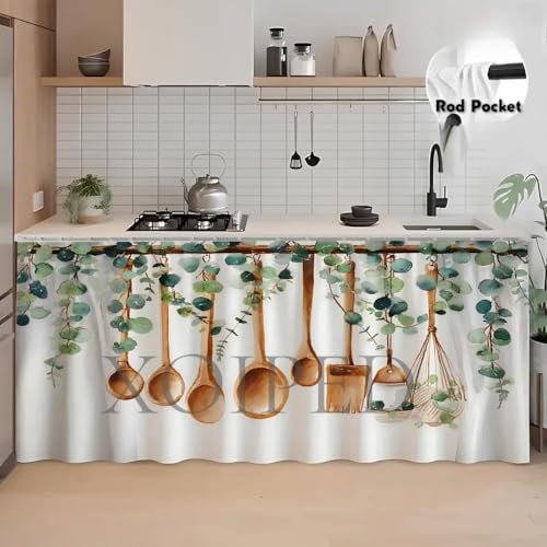 Image of Premium Printed Kitchen Counter Curtain with Rod Pocket (Spoon Sink Curtainn)
