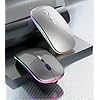 Souris Bluetooth sans Fil Rechargeable pour Ordinateur Portable avec Affichage LED BT5.2 ou USB 2,4 G Connexion Double Mode silencieuse pour Ordinateur Portable/Tablette/MacBook/PC (Argent)