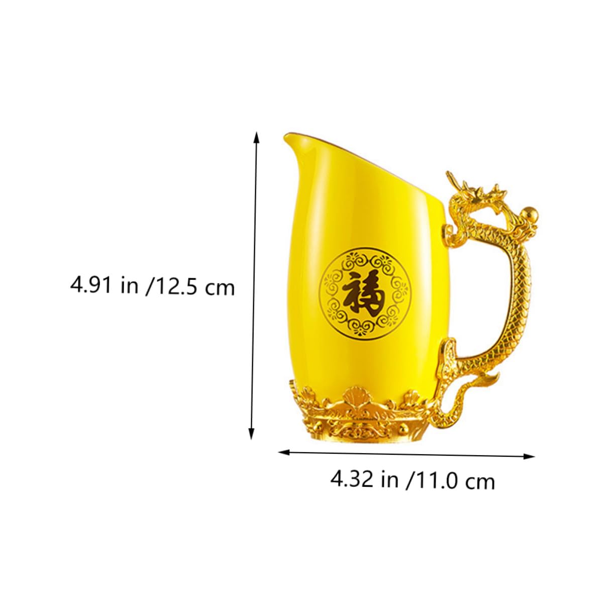 Set di Bicchieri da Vino in Ceramica Motivi dello Zodiaco Cinese, Elegante e Decorativo, Adatto per Bar e Campeggio, Caraffa Gialla