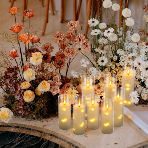 Image of YOROXRG 24 Pack Christmas Decoration Flickering Flameless Candles,Battery Operated Candles,LED String Lights LED Candles for New Year, Home Decor, Parties,Wedding(D2.2 xH 5 inch 6 inch 7 inch) (White)