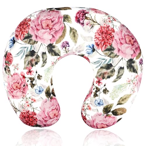 Image of TANOFAR Nursing Pillow Cover, Floral Breastfeeding Pillow Cover, Ultra Soft Breathable, Stretchy Feeding Pillow Case for Baby Girl, Cover Only