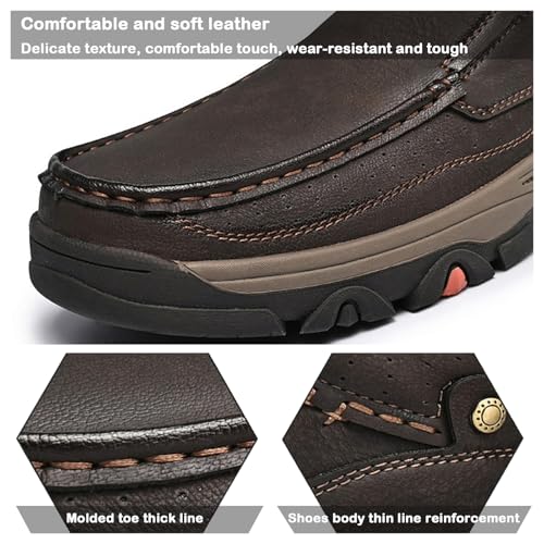 Men's Loafers Business Dress Waterproof Leather Shoes, Lightweight Breathable Mens Slip-on Casual Oxford Shoes for Wedding Travel Hiking2