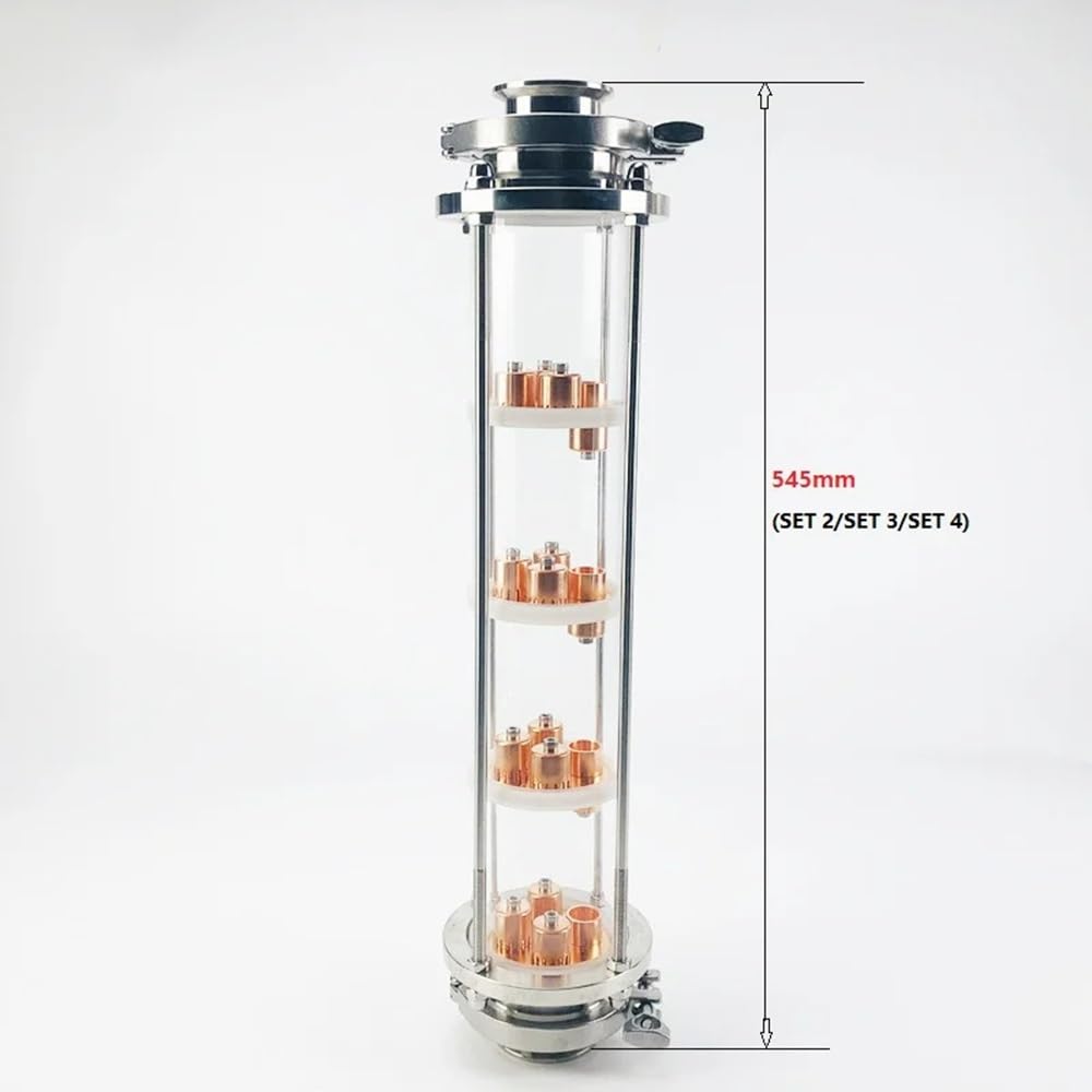 Colonna Di Distillazione, Colonna Di Distillazione OD91 Da 3" (76 Mm) Con Piastre A Bolle In Rame Da 4 Pezzi For Distillazione, Colonna Di Rettifica In Vetro Di Alta Qualità A 4 Strati, Argento ( Size