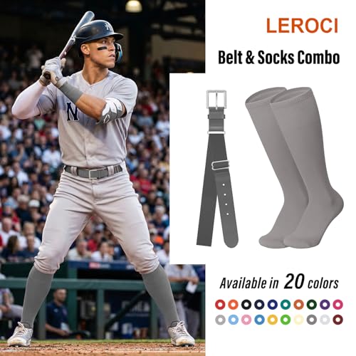 Image of Baseball Belt and Baseball Socks Combo Set for Youth and Adult Available in 20 Colors
