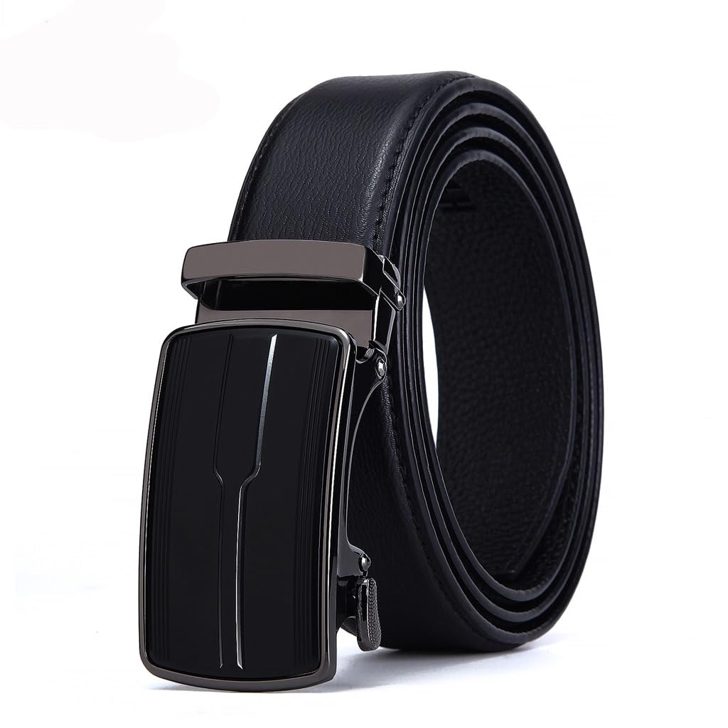 Mens Business Automatic Buckle Layer Cowhide Belt Genuine Leather