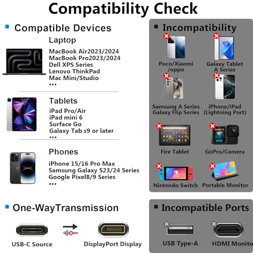 Câble USB C vers DisplayPort 2.1 16K fluide pour iPhone 16 Pro et MacBook - 7