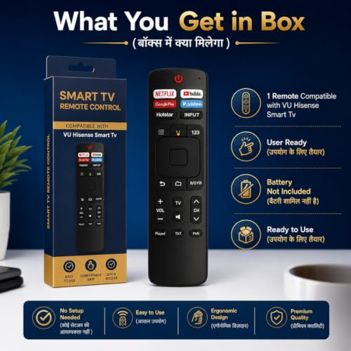 Image of Supreme E-Commerce Replacement Remote Control Suitable for vu hisense led Smart tv 4k - Works with 55 inch tv, 43 inch, vu California tv, vu led tv, Non Voice Remote with Netflix prim Video hotkeys