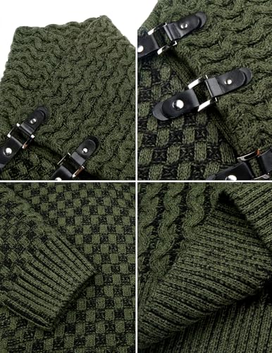 COOFANDY Men's Knitted Turtleneck Sweater Long Sleeve Slim Fit Designer Shawl Collar Pullover4