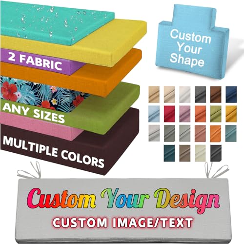 Amlion Custom Size Bench Cushions with Logo Text for Indoor/Outdoor Patio Furniture Cushion,Personalized Entryway Bay Window Seat Sofa Pad Cushion Customized with Your Own Design