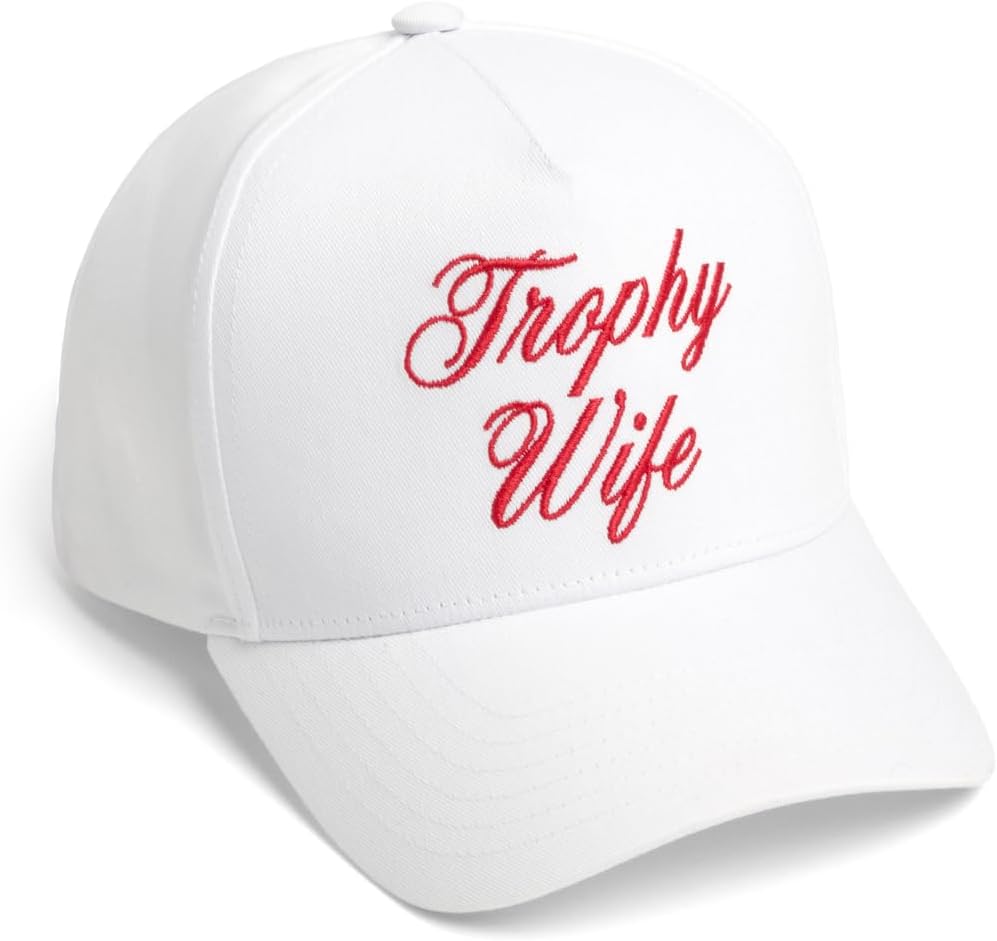 xo, Fetti Trophy Wife Trucker Hat | White, Red Embroidery, Snapback, Adjustable Fit, Bachelorette, Bridal Shower, Bride Gift, Party Hat, Engagement, Wifey