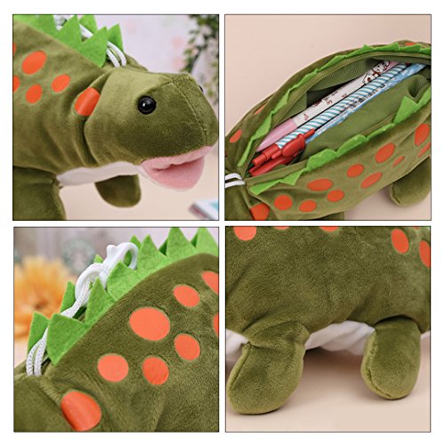 Image of Minache Women Animal Dinosaur Plush Stationery Pouch Pen Pencil Case Ladies Cosmetic Bag