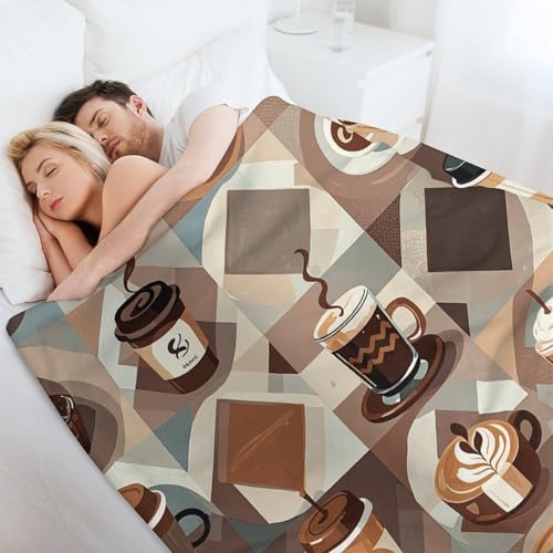 Couverture en micro polaire café 152x203 cm légère pour lit et canapé