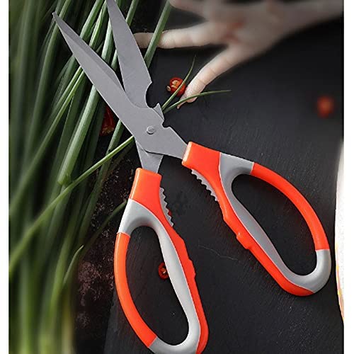 Tierhaarschere, sichere Kochschere, Küchenschere, Ultra-scharfes Edelstahl-Mehrzweck-Küchenutensil für Fleisch/Gemüse/Grillen (Orange)