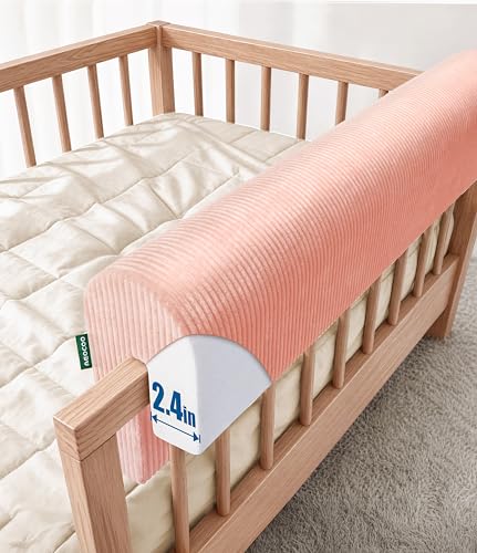 Image of AEOCOO Bed Bumpers for Toddlers, Size 3 Ft, Toddler Bed Rail Bumper Protector for Loft Beds & Bunk Beds, Bed Rail Height Extender Bed Guardrail, Anti-Bump | Fall Prevention, Pink