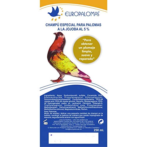 Complementosparaaves Champú al Aceite de jojoba EUROPALOMAS 250 ml