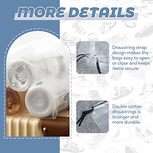 50 Pcs Shoe Bags for Travel,Large Transparent Travel Shoe Bags for Packing,Clear Plastic Drawstring Bags Shoe Dust Bags,Portable Shoes Organizers Pouch with Rope for Men and Women4