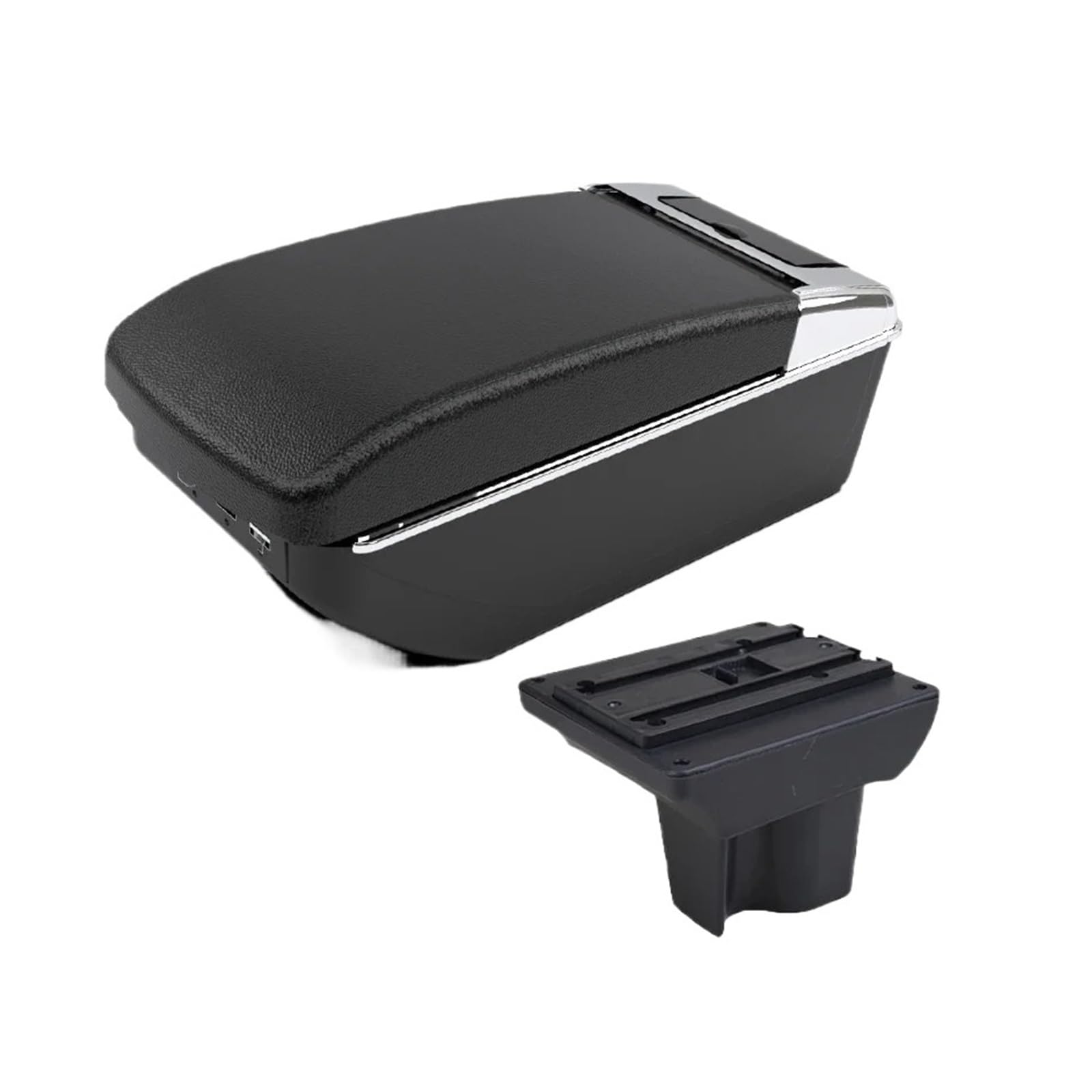 UMDJJU For Toyota For Rush Car Armrests Special Interior Modification Double-layer USB Storage Box Accessories Car Centre Console Armrest Box(A2 Black line 7 USB)